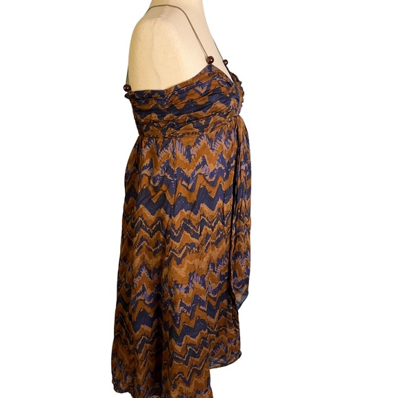 Banana Republic 2000's Midi Dress Brown Sleeveless Boho Flowy Size 4 - Picture 2 of 10